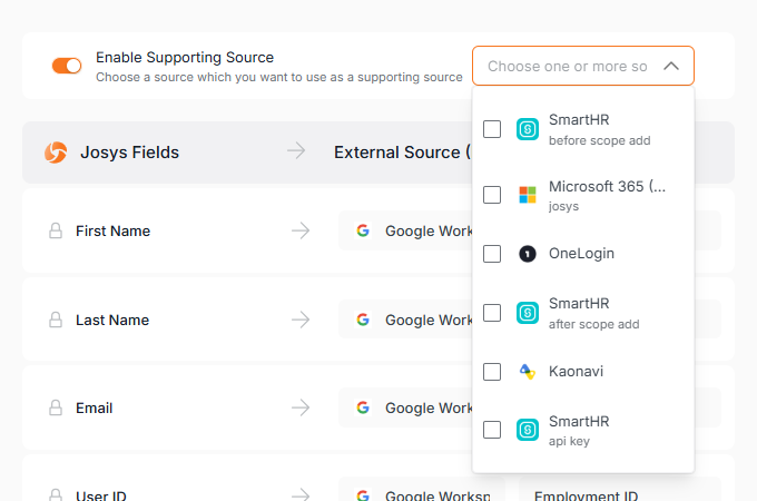 Reselect support source